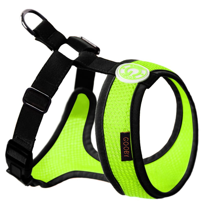 Gooby - Freedom Harness II, Choke Free Mesh Harness for Small Dogs with Microsuede Straps, Lime, X-Small X-Small chest (11-13") - PawsPlanet Australia
