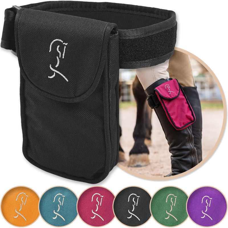 Woofhoof Equestrian Cell Phone Holder, XL Black On The Calf/Leg Band Holster - Perfect Horse Accessories, Universal Fit, Padded Strap, Magnetic Closure, Made of Durable Nylon, Machine Washable Extra Large