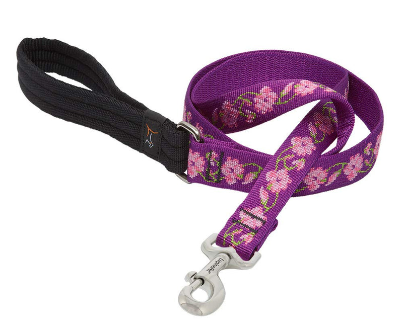 LupinePet Originals 1" Rose Garden 6-Foot Padded Handle Leash for Medium and Larger Dogs 1" wide; 6-ft long - PawsPlanet Australia
