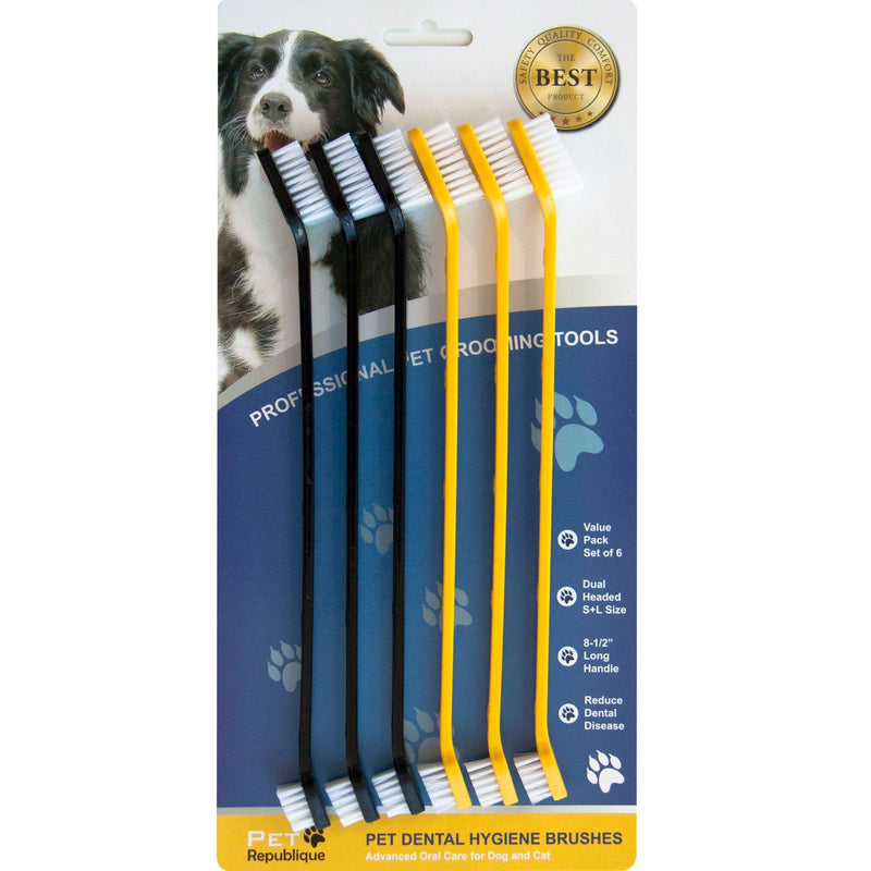 Pet Republique Dog Toothbrush Set of 6 – Dual Headed Dental Hygiene Brushes for Small to Large Dogs, Cats, and Most Pets - PawsPlanet Australia