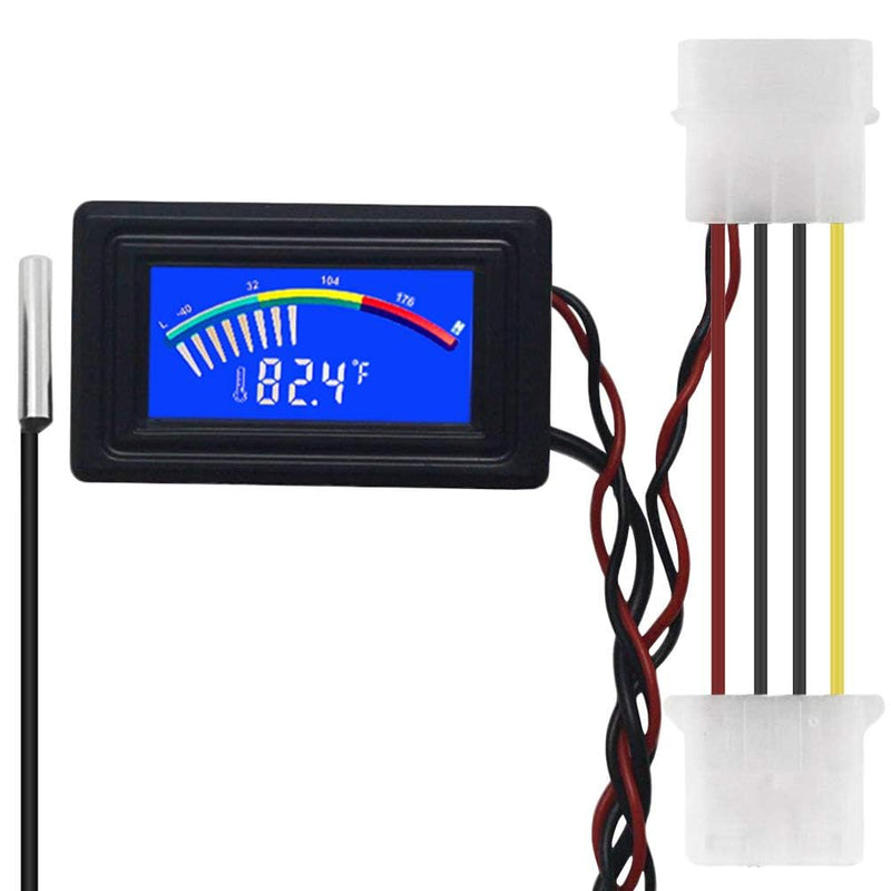 Digital Thermometer Temperature Meter Gauge Waterproof Sensor Probe Aquarium Car PC case Incubator Temp Meter 4 Pin Power Supply Celsius/Fahrenheit LCD Display 4 Pin Interface - PawsPlanet Australia