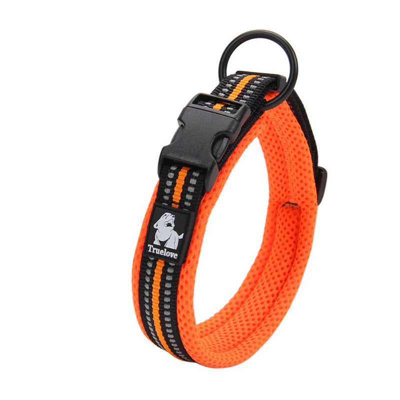 Creation Core 3M Reflective Mesh Padded Dog Collar Adjustable Nylon Outdoor Adventure Pet Collar, Orange XL - PawsPlanet Australia