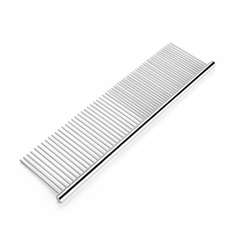 Flexzion Pet Grooming Comb Stainless Steel Cats Dogs Puppy Medium Animals Hair Trimmer Brush Accessory Tool with Smooth Teeth Needle Durable Lightweight Medium (40mm) - PawsPlanet Australia