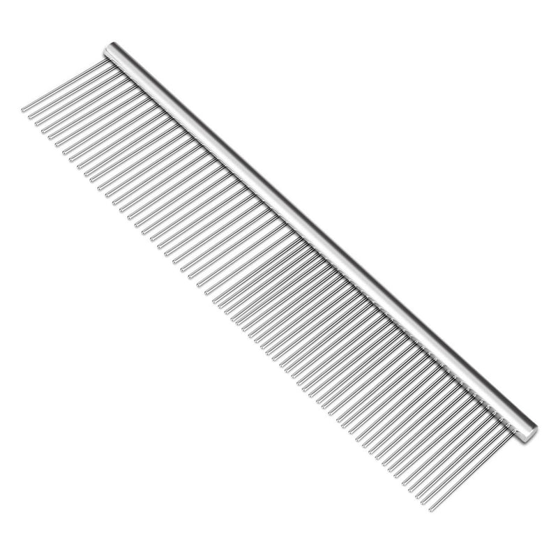 Flexzion Pet Grooming Comb Stainless Steel Cats Dogs Puppy Medium Animals Hair Trimmer Brush Accessory Tool with Smooth Teeth Needle Durable Lightweight Large (45mm) - PawsPlanet Australia