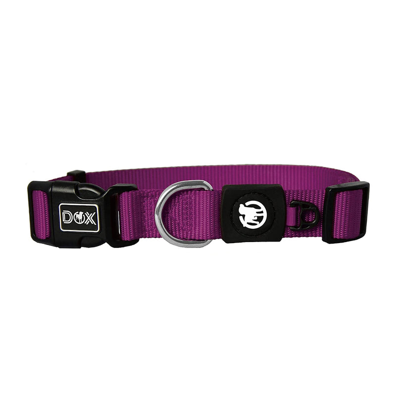 DDOXX Nylon Dog Collar - Strong and Adjustable Collars Dogs, Blueberry pet Dog Collar - Medium (Purple) M - 0.8 x 13.4-19.3 in Purple - PawsPlanet Australia