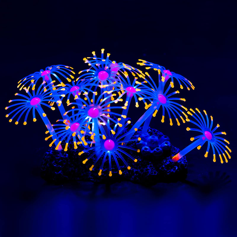Uniclife Glowing Effect Artificial Coral Plant for Fish Tank, Decorative Aquarium Ornament, Orange Sunflower - PawsPlanet Australia