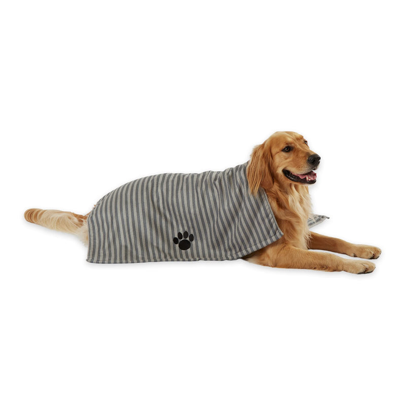 Bone Dry Pet Grooming Towel Collection Absorbent Microfiber X-Large, 41x23.5", Striped Gray - PawsPlanet Australia