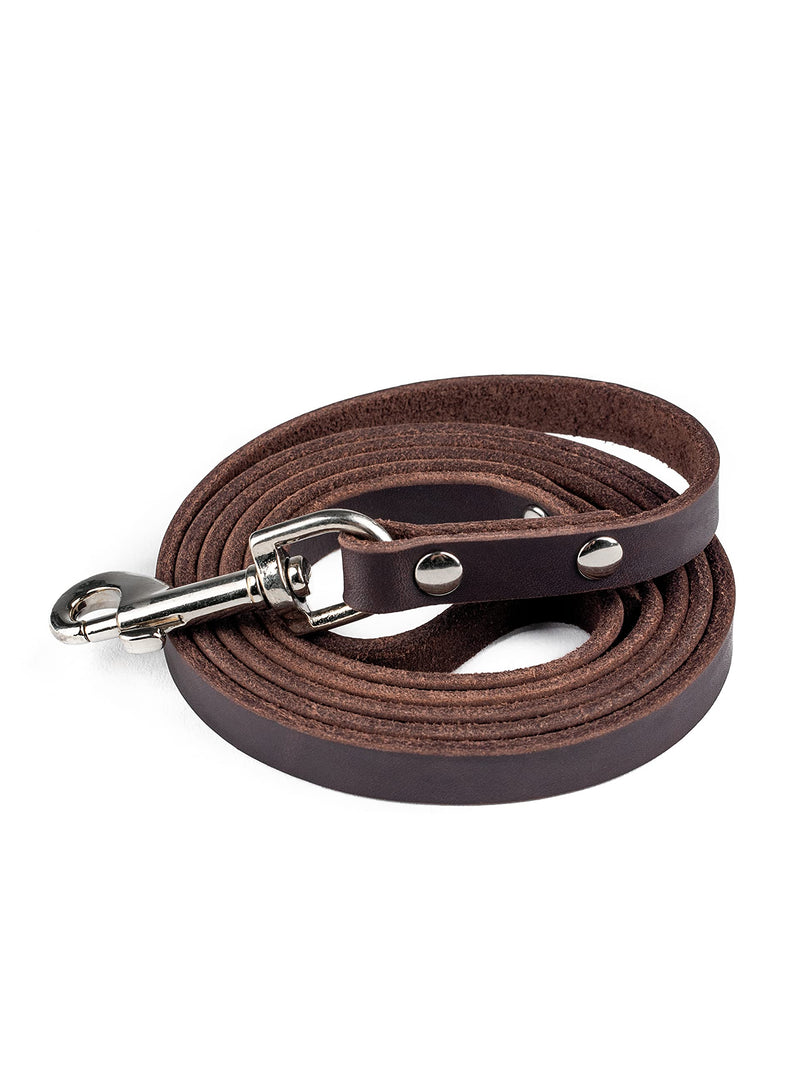 Mighty Paw Leather Dog Leash | 5 ft Leash Super Soft Distressed Real Genuine Leather- Premium Quality, Modern Stylish Lead. Perfect for Small, Medium and Large Pets Lite 1 - 30 lbs Brown - PawsPlanet Australia