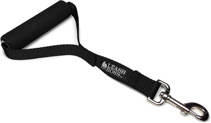 Leashboss Short Dog Leash for Dog Training | Padded Traffic Handle Short Leash for Dog Training, Total Comfort when Dog Walking | Traffic Leash for Dogs Large, Medium, Small | Short Nylon Dog Lead 12 Inch Black - PawsPlanet Australia