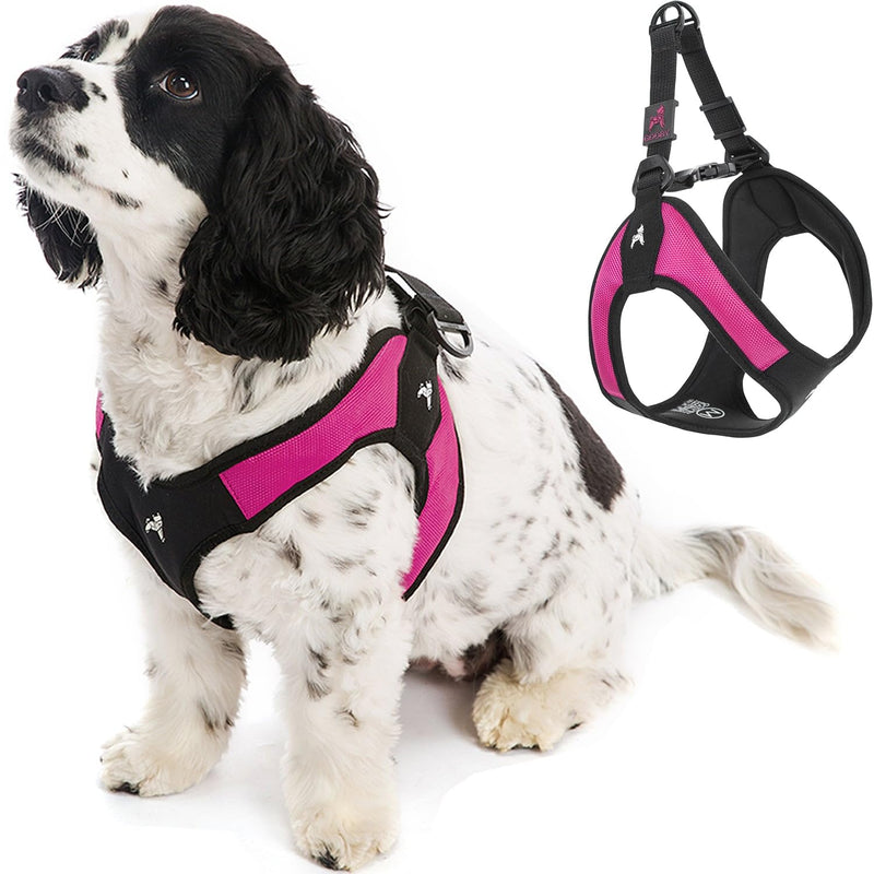 Gooby Escape Free Easy Fit Harness - Hot Pink, Medium - No Pull Step-in Patented Small Dog Harness with Quick Release Buckle - Perfect On The Go No Pull Harness for Small Dogs or Medium Dog Harness Medium chest (18~21.75") - PawsPlanet Australia