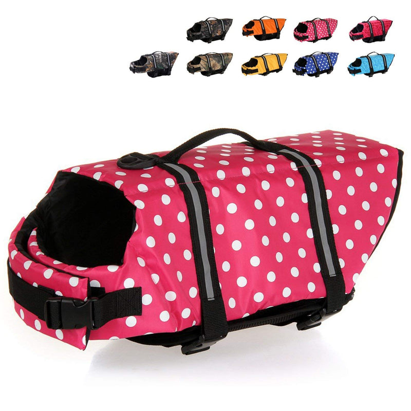 HAOCOO Dog Life Jacket Vest Saver Safety Swimsuit Preserver with Reflective Stripes/Adjustable Belt Dogs?Pink Polka Dot,XS X-Small Pink Polka Dot - PawsPlanet Australia