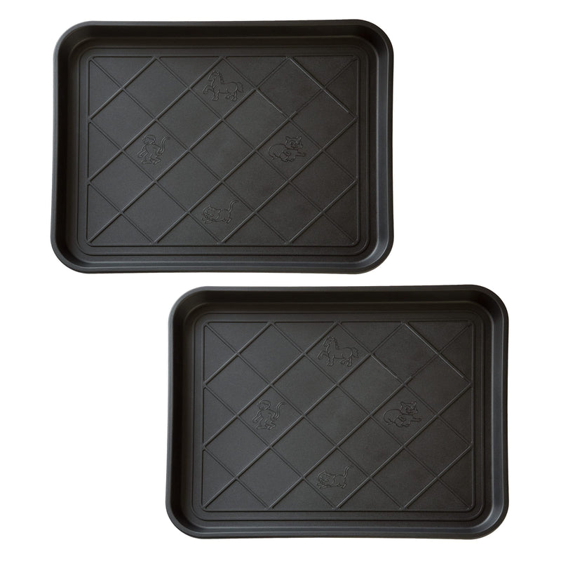 All-Weather Boot Tray - Water-Resistant Plastic Mud Pan, Pet Food Tray, and Outdoor or Indoor Shoe Mat for Entryway by Stalwart (Black) 1 - PawsPlanet Australia