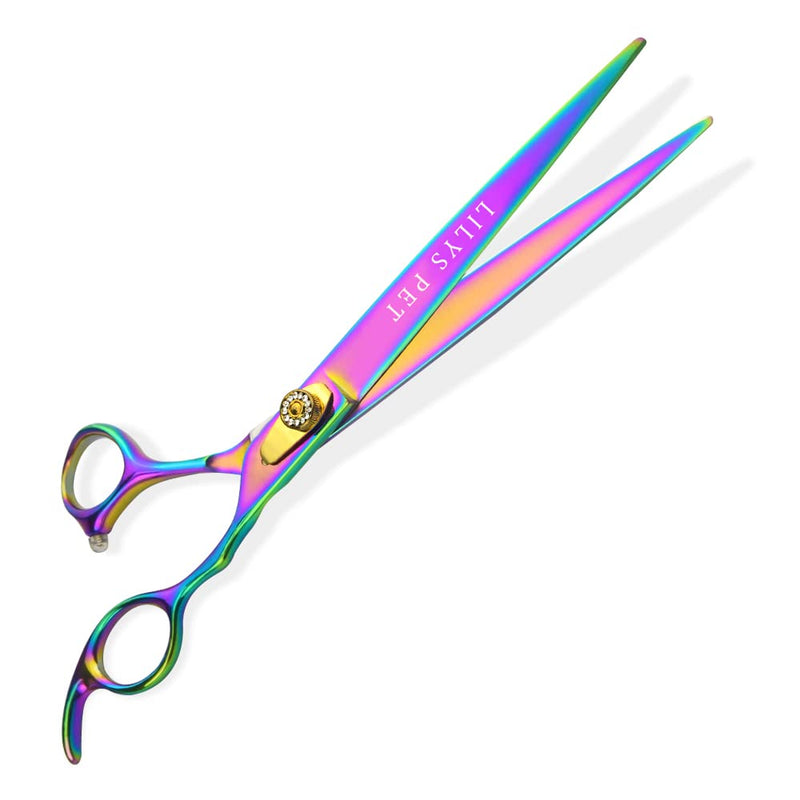 LILYS PET HIGH-END SERIES 8-Inch Japan 440C Rainbow Color Pet Grooming Straight Cutting Scissors,Dog Cat Straight Scissors,Dog Cat Grooming Scissors - PawsPlanet Australia