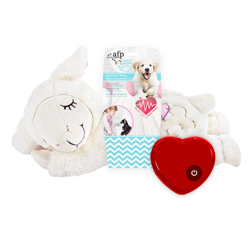 ALL FOR PAWS Heartbeat Dog Toy for Puppy - Dog Anxiety Relief & Behavioral Training | Puppy Heartbeat Stuffed Animal Plush Toy | Perfect for Dog Sleep Aid Beige Sheep - PawsPlanet Australia