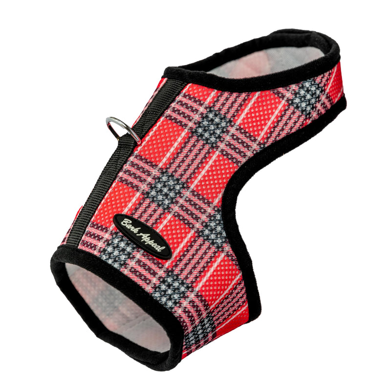 Bark Appeal Red Plaid Wrap N Go Dog Harness for Small-Medium Pets – Soft Solid Mesh Vest Harness for Dogs, Puppies, Kittens & Cats – Easy Buckle-Free Design for a Comfortable Fit – Medium - PawsPlanet Australia