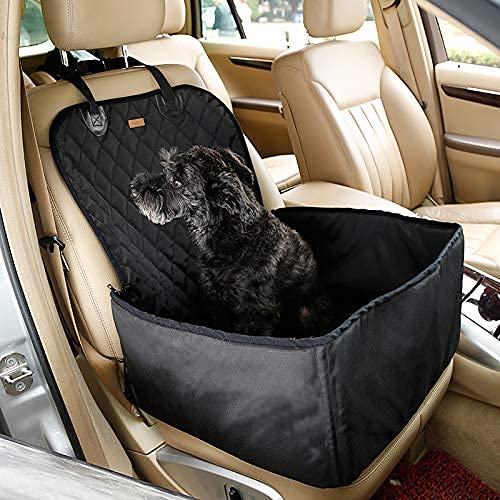 PETTOM Dog Front Car Seat Cover Pet Bucket Seat Cover Hammock Non-Slip Backing Waterproof Full Protection Seat Protector for Cars Trucks & SUVs Black