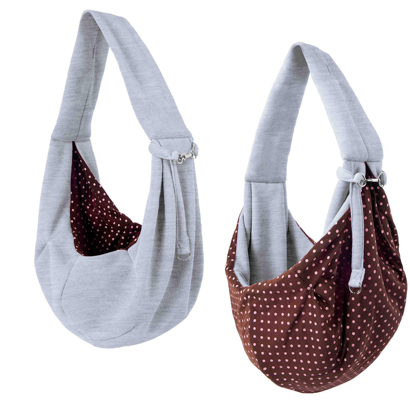 iPrimio Dog/Cat Hands Free - Reversible Sling Carrier Bag / Papoose. Super Soft Pouch and Tote - Grey - PawsPlanet Australia