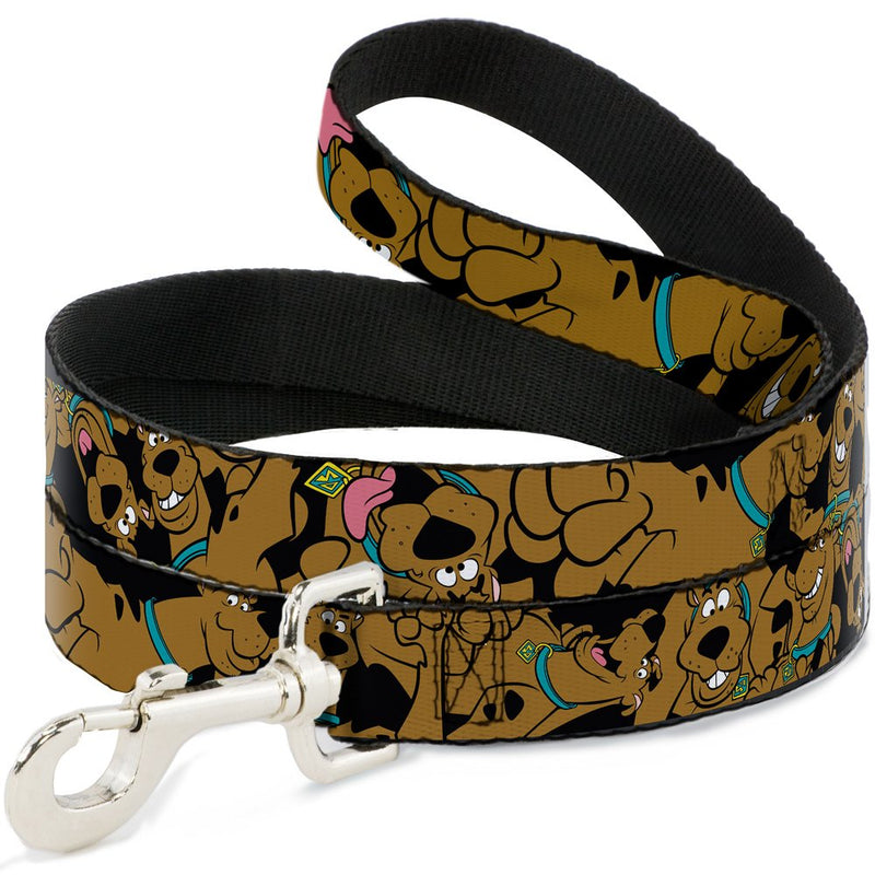 Buckle-Down Dog Leash Scooby Doo Stacked Close Up Black Available In Different Lengths And Widths For Small Medium Large Dogs and Cats, 6 Feet Long - 1" Wide - PawsPlanet Australia