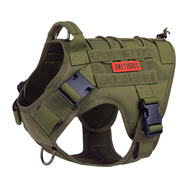 Tactical Dog Harness, Full Body Dog Harness with Handle Heavy Duty Dog Vest for Hiking Training Outdoor Dogs(Ranger Green, Large) L - PawsPlanet Australia