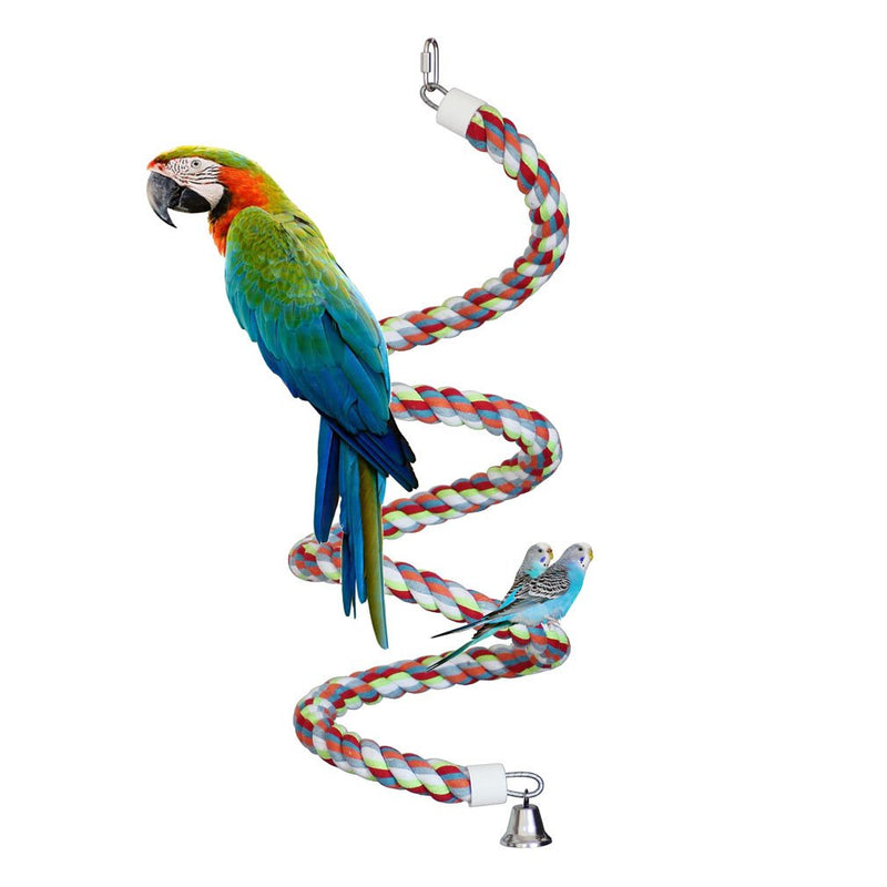 Rope Bungee Perch Bird, 83inch Kintor Pure Natural Colorful Bead Cage Chewing Toys for Small Medium Parrot (83inch) - PawsPlanet Australia