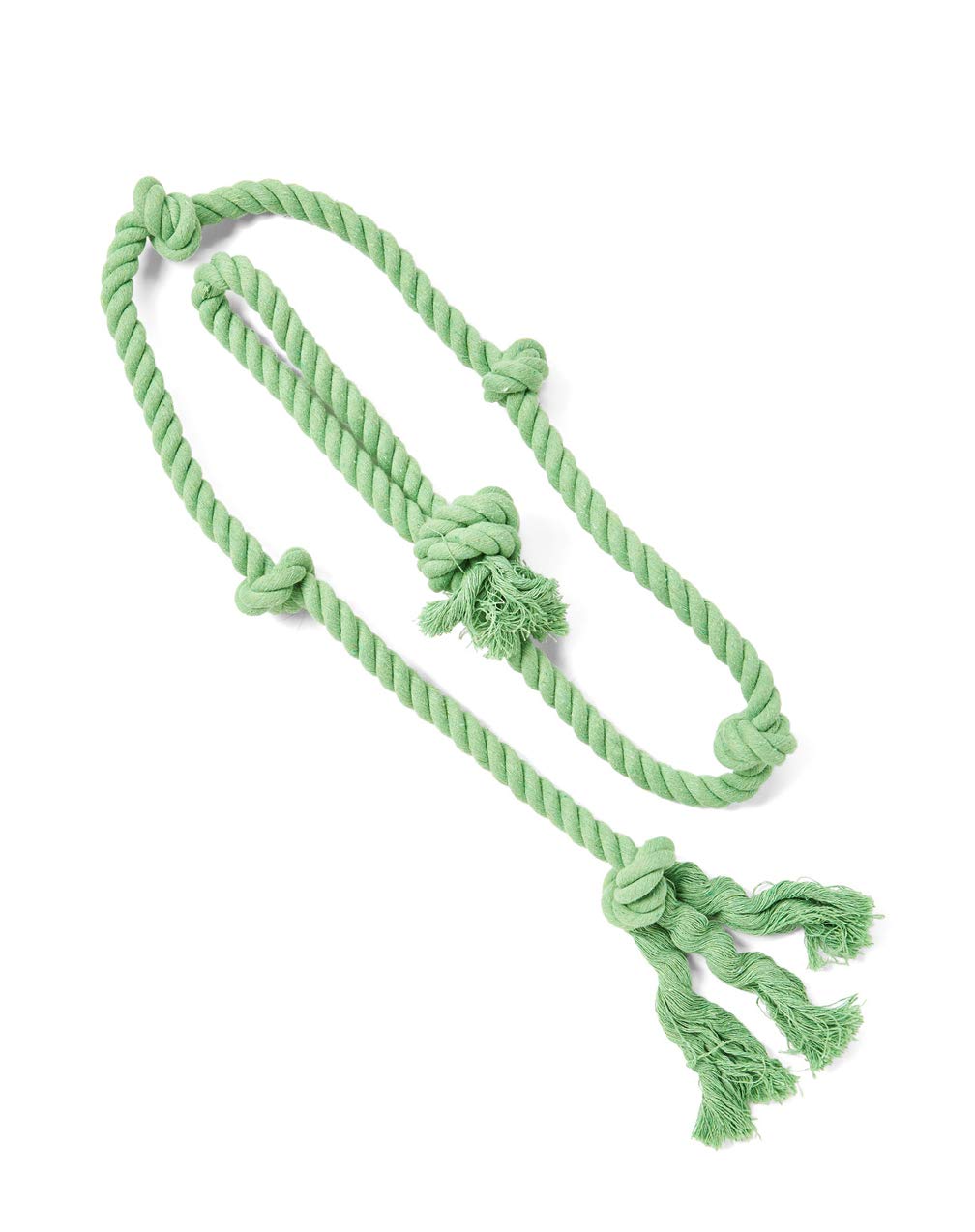 Tumbo Tough Tug Rope Dog Toy - (5 ft Long Strong and Durable Rope Pull Toy with Handle) TUG of WAR Dog Toy Green