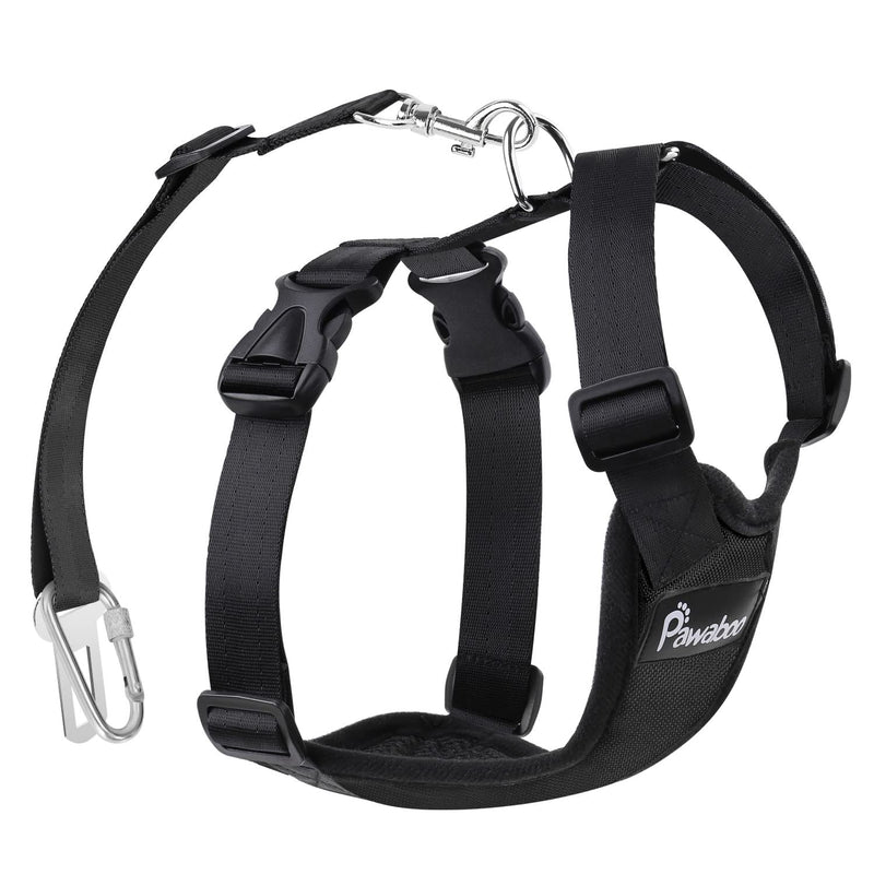 Pawaboo Adjustable Dog Safety Vest Harness with Seatbelt, Dog Seat Belt Harness for Car with Vehicle Connector Strap, Breathable Dog Seatbelt Safety Tether for Small Medium Large Pet, XL, Black XL (Pack of 1) A-Black - PawsPlanet Australia