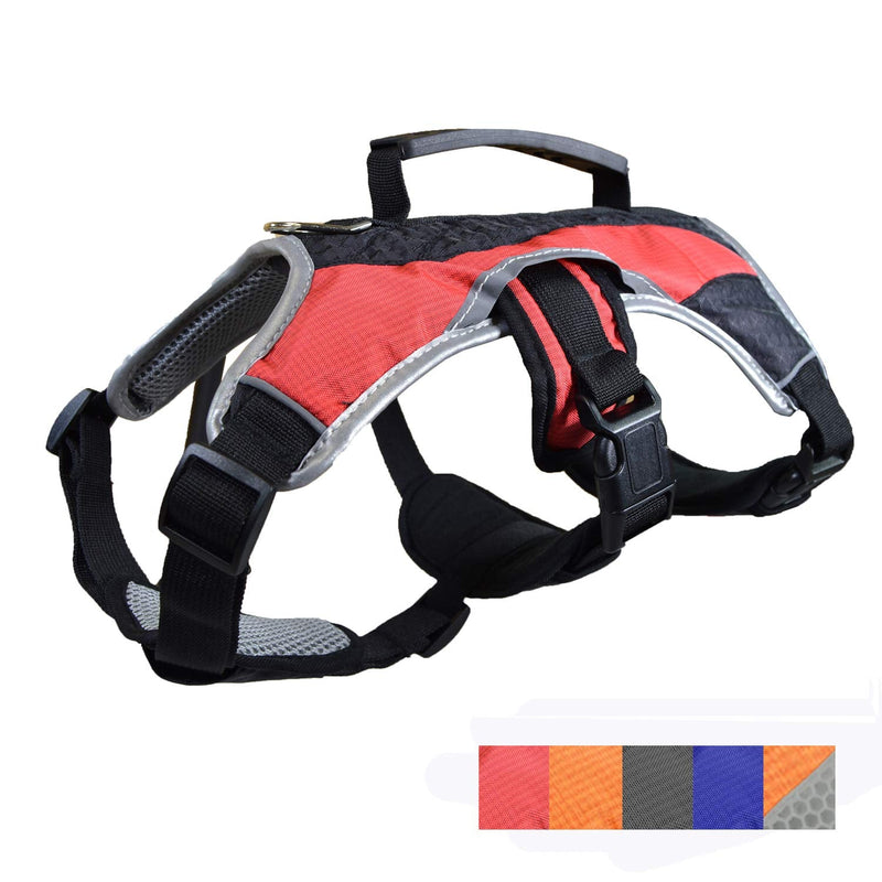 No-Pull Dog Harness - Padded, Mesh Fabric Dog Vest with Reflective Trim, Lifting Handles and Buckle Straps - Red Dog Harness - S Small (20" - 27" chest) - PawsPlanet Australia