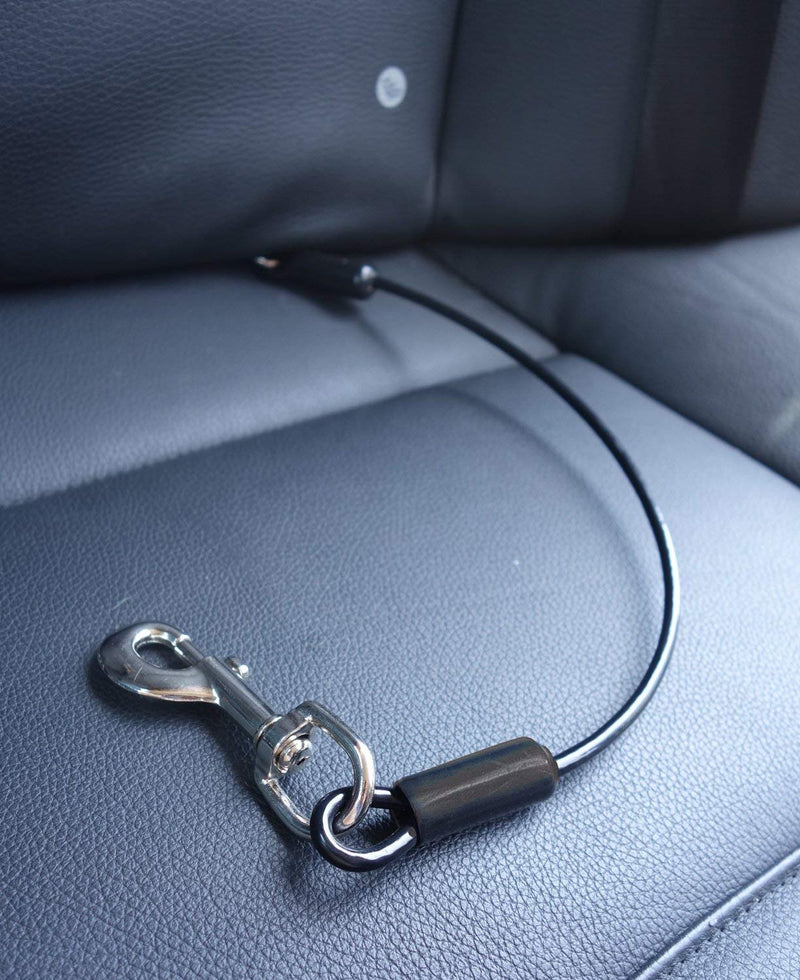 Leash Boss Dog Car Seat Belt Restraint - No-Chew Heavy Duty Car Seatbelt for Pets - 5 Sizes - Coated Steel Rope to Prevent Chewing (31 in) - Restraints for Dogs in Cars - Dog Seat Belt for Car Black - 1-Pack 31in - PawsPlanet Australia