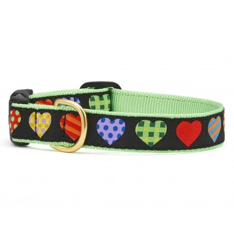 Up Country Heart and Valentine Patterns Dog Collars and Leashes (Colorful Hearts Dog Collar, Small (9 to 15 Inches) 1 Inch Wide Width)