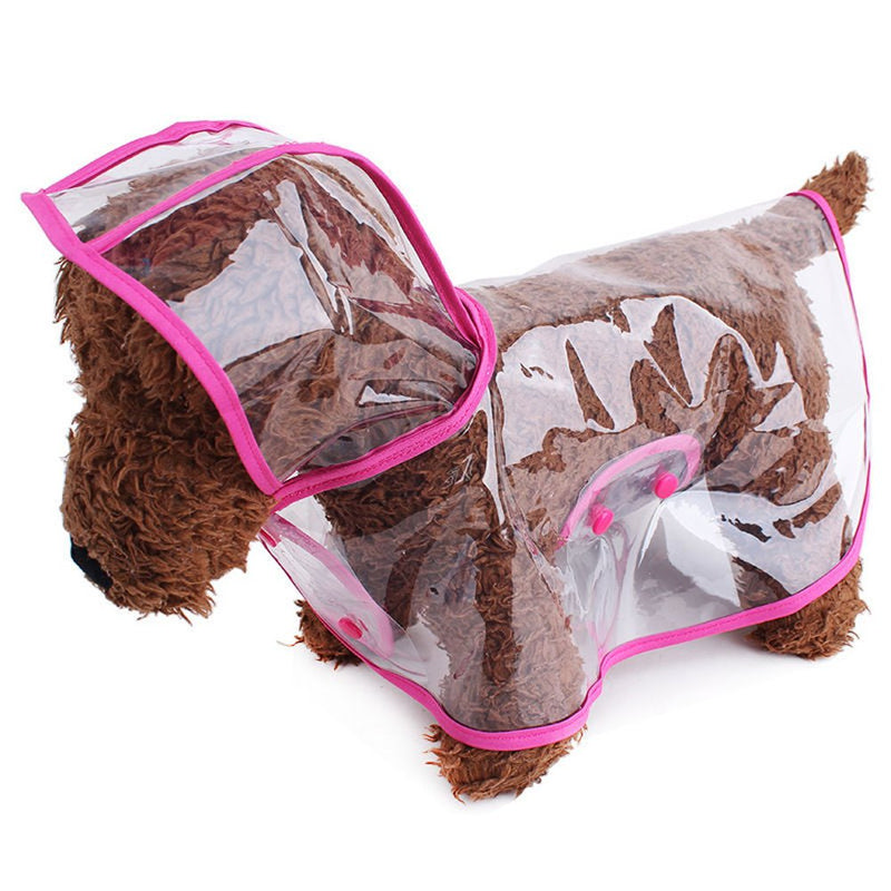 Pet Raincoat,Small Dog Waterproof Puppy Raincoat Coat Transparent Pet Dog Rainwear Clothes for Small Dogs Cats (S, Pink) S-Back 8.7'' For <3lb dogs - PawsPlanet Australia