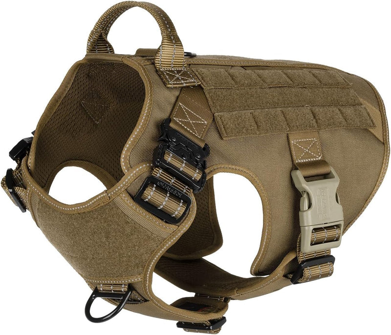 Tactical Dog Harness,X-Large Size, 2X Metal Buckle,Working Dog MOLLE Vest with Handle,No Pulling Front Leash Clip,Hook and Loop Panel - PawsPlanet Australia