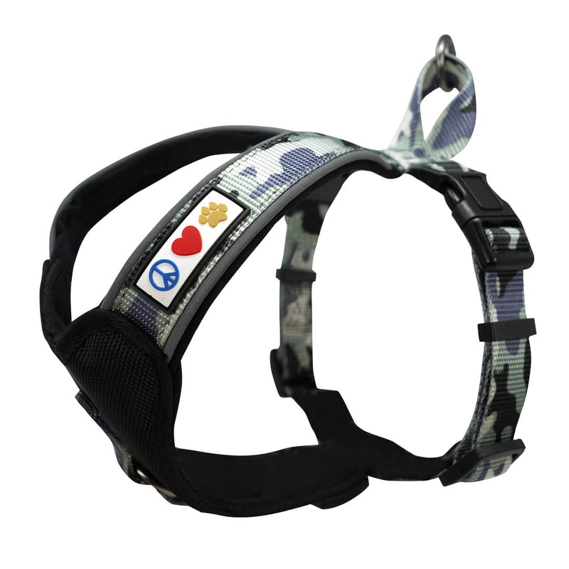 Pawtitas Reflective Dog Harness - Padded, Comfortable Control for Walks or Runs - XS, Grey X-Small (Pack of 1) Grey Camouflage - PawsPlanet Australia