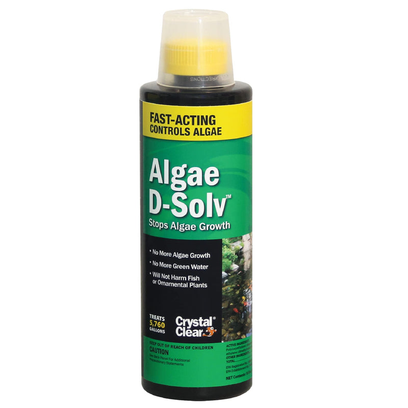CrystalClear Algae D-Solv Pond Algae Control, Fast-Acting EPA Registered Algaecide, Use in Fountains & Outdoor Ponds Containing Koi & Other Fish, Treats 5,760 Gallons, 16 Ounces - PawsPlanet Australia