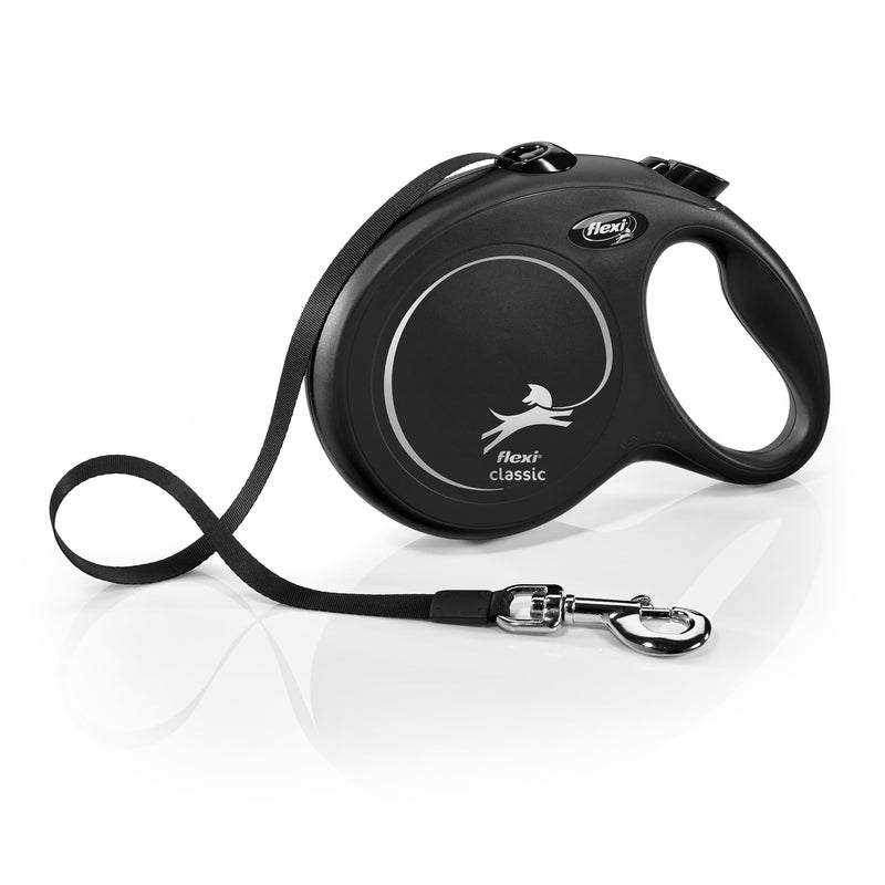 FLEXI New Classic Tape Retractable Dog Leash for Large Dogs Upto 110 lbs. – 26 ft., Black | Tangle Free Pet Walking Leash with One-Handed Brake, Pause, Lock|German Quality Product Large - 26 Feet (Tape) - PawsPlanet Australia