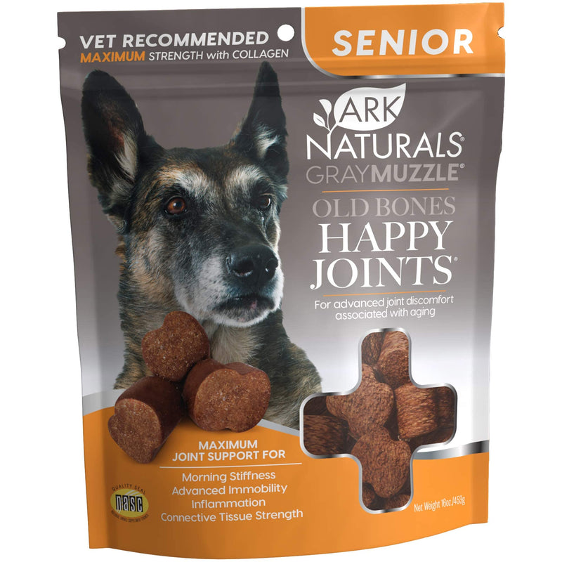 ARK NATURALS Gray Muzzle Old Dogs Happy Joints Chews for Large Breed Dogs, Vet Recommended to Support Cartilage and Joint Function, 500 mg Glucosamine, 16.5 oz Bag, Packaging May Vary (71008) Max Strength