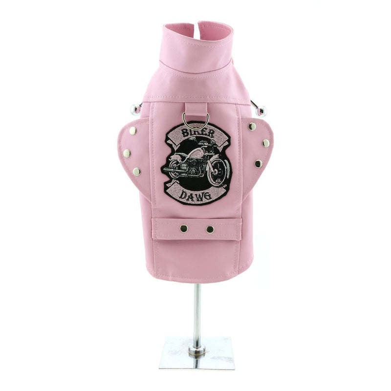 DOGGIE DESIGN Biker Dawg Motorcycle Dog Jacket (X-Small, Pink)
