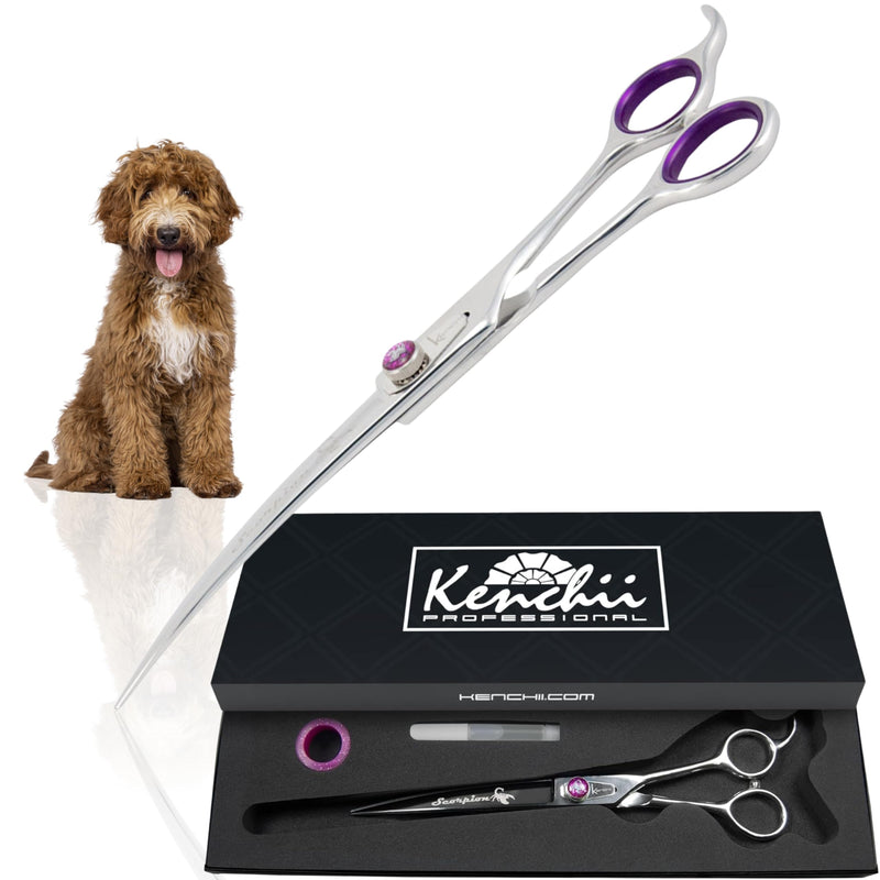 Kenchii Scorpion Dog Grooming Scissors, 8 Inch Curved Shears, Dog Scissors for Grooming, Professional Pet Grooming Scissors, Heavy Duty, Durable and Sharp 8" Curved - PawsPlanet Australia