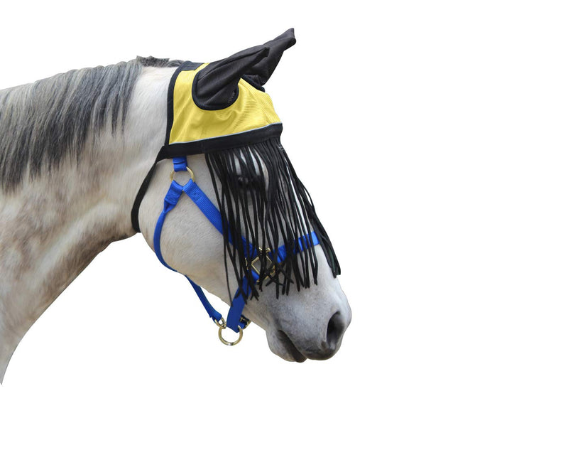 Derby Originals Reflective Mesh Fringe Fly Bonnet with 1 Year Warranty Large (Horse) Safety Yellow - PawsPlanet Australia