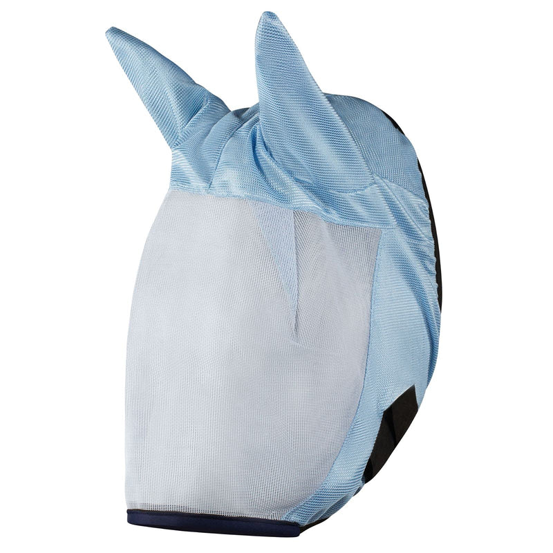 HORZE Mesh Durable Extended Protection Insect and Fly Horse Mask with Ears - Light Blue - Horse - PawsPlanet Australia