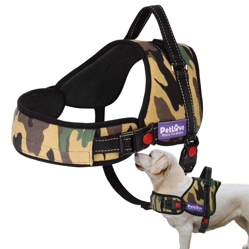 PETLOFT PetLove Dog Harness, Adjustable Soft Leash Padded No Pull Dog Harness for Small, Medium and Large Dogs, Camouflage - PawsPlanet Australia