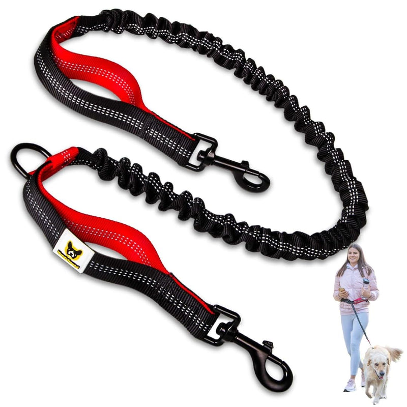 Hundefreund Hands-Free Dog Leash Replacement Bungee (47–67”) – Extension for Medium & Large Dogs – Shock-Absorbing with Dual Handles & Reflective Stitching (Red) Red - PawsPlanet Australia
