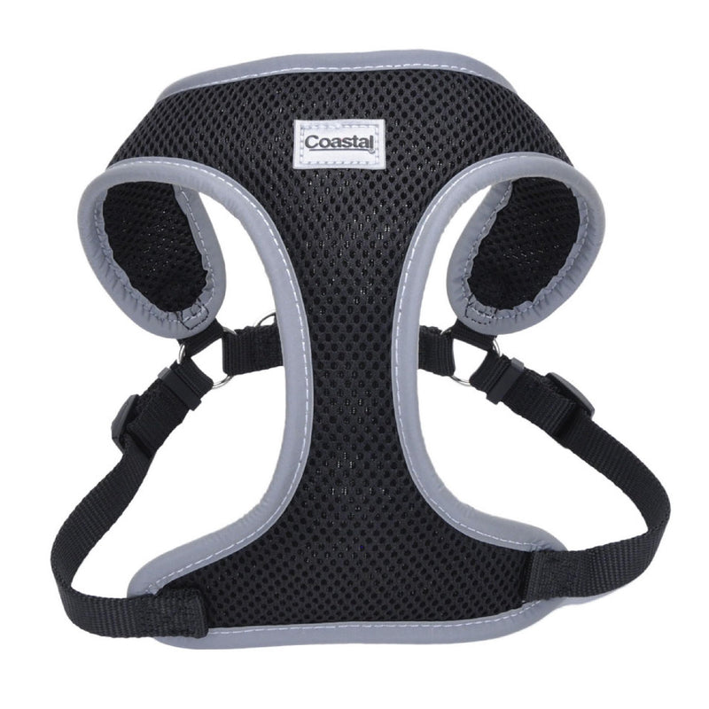 Coastal Pet Comfort Soft Reflective Wrap Adjustable Dog Harness - No-Pull Dog Harness for Small & Large Dogs - Black - 5/8" x 19"–23" - PawsPlanet Australia