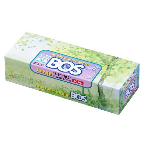 BOS Amazing Odor Sealing Disposable Bags for Diapers, Pet Waste or any Sanitary Product Disposal -Durable and Unscented [Size:L, Color:White] (60 count, Pack of 1) (60 Bags) 60 Count (Pack of 1)