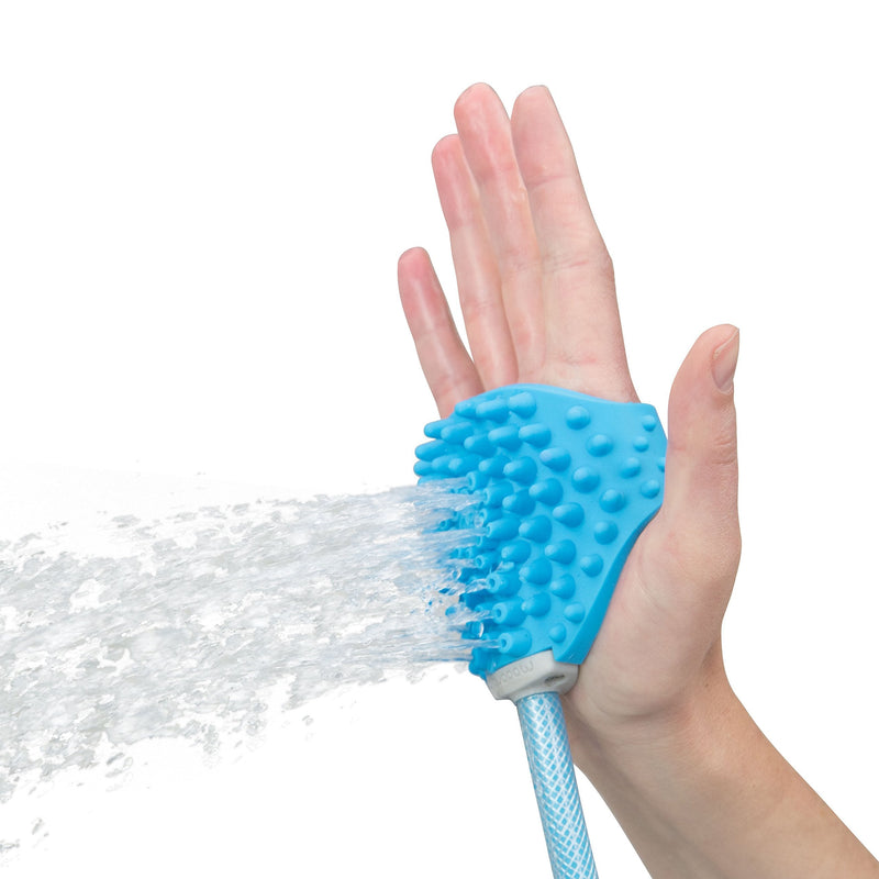 Aquapaw Pet Bathing Tool – Sprayer and Scrubber in One – Compatible with Indoor Shower or Outdoor Garden Hose – For Dog and Cat Grooming – Garden Hose and Shower Adapters Included - PawsPlanet Australia