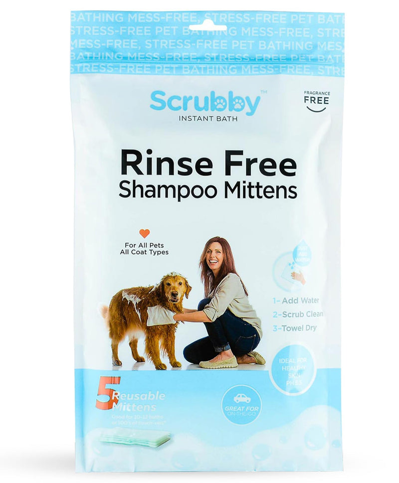 ScrubbyPet No Rinse Pet Wipes- Use Pet Bathing, Pet Grooming Pet Washing, Simple to Use,Just Lather, Wipe, Dry. Excellent Sensitive Skin. The Ideal Pet Wipes Bathing Your Pet Dog Cat. 5 - Count Mittens - PawsPlanet Australia