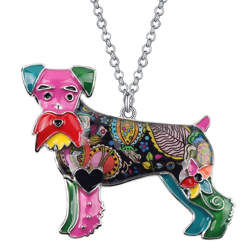 BONSNY Signature DOG collection Love Pets“SILVER”Statement SCHNAUZER Necklace Dog Animal Pendant Multicolor - PawsPlanet Australia