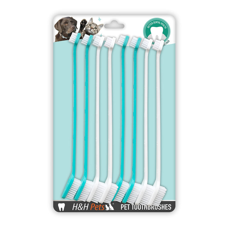 H&H Pets Dog Toothbrush Dual Headed Design Dental Toothbrushes for Small & Large Dogs, 4 or 8 Counts Pack 8 Count (Pack of 1) - PawsPlanet Australia