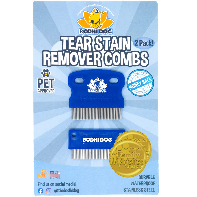 Bodhi Dog Tear Stain Remover Combs - Clean Crust, Dirt & Buildup Around Pet Eyes - Gentle, Durable, Easy-to-Use Grooming Tool for Dogs & Cats - Ideal for All Fur Types & Coats (Set of 2) - PawsPlanet Australia