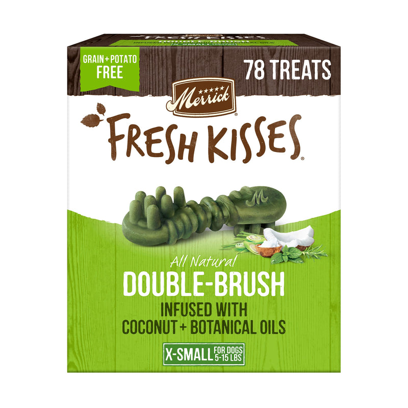 Merrick Fresh Kisses Natural Dental Chews Infused With Coconut And Botanical Oils For Tiny Dogs 5-15 Lbs - 78 ct. Box 78 Count (Pack of 1) - PawsPlanet Australia