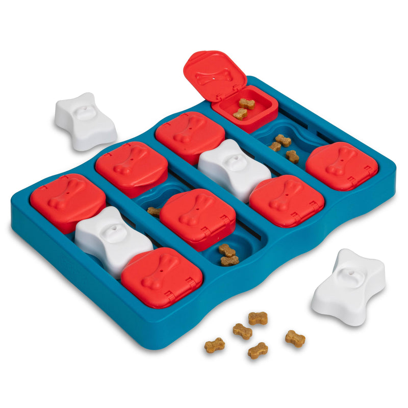 Outward Hound Nina Ottosson Dog Brick Dog Puzzle Interactive Treat Puzzle Dog Enrichment Dog Toy, Level 2 Intermediate, Blue Dog Brick (Red, White, Blue) - PawsPlanet Australia